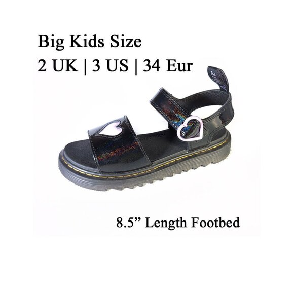 DR. MARTENS Kids Size 3 US Black Marlowe Hearts Junior Kids Sandals 34 Eur - Picture 12 of 12